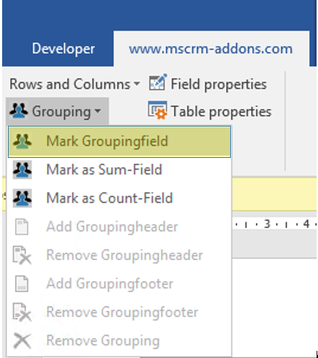 Select grouping for (.docx) templates