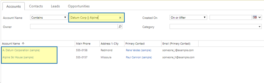 Example: Search Fields Inline Filter