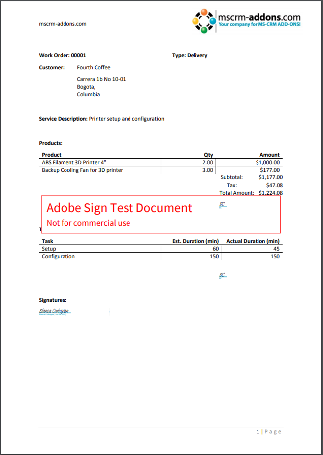 Example: Adobe Sign in-person signing in DocumentsCorePack  