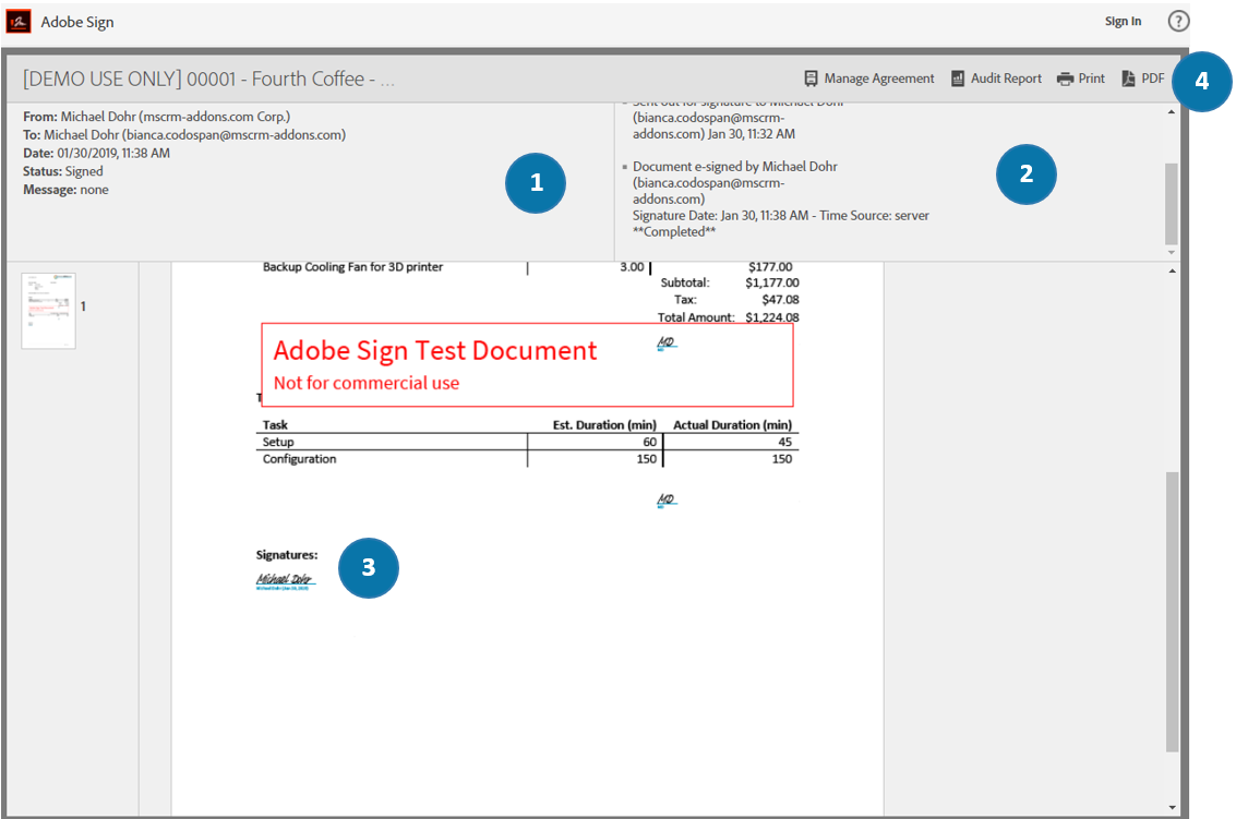 The signed document ready for download 