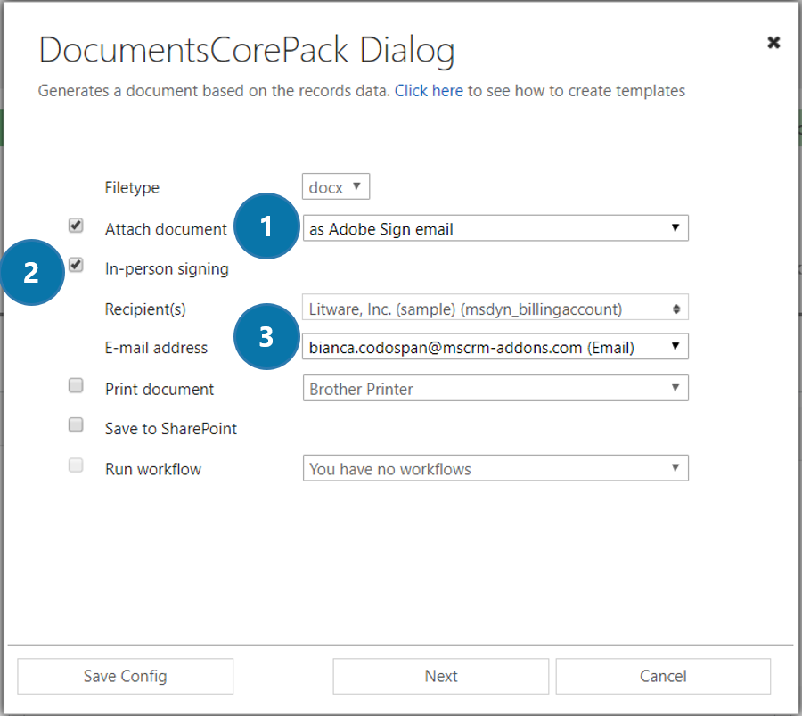 DCP Dialog – define how your document should be executed