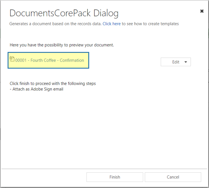 DCP Dialog – Preview document 