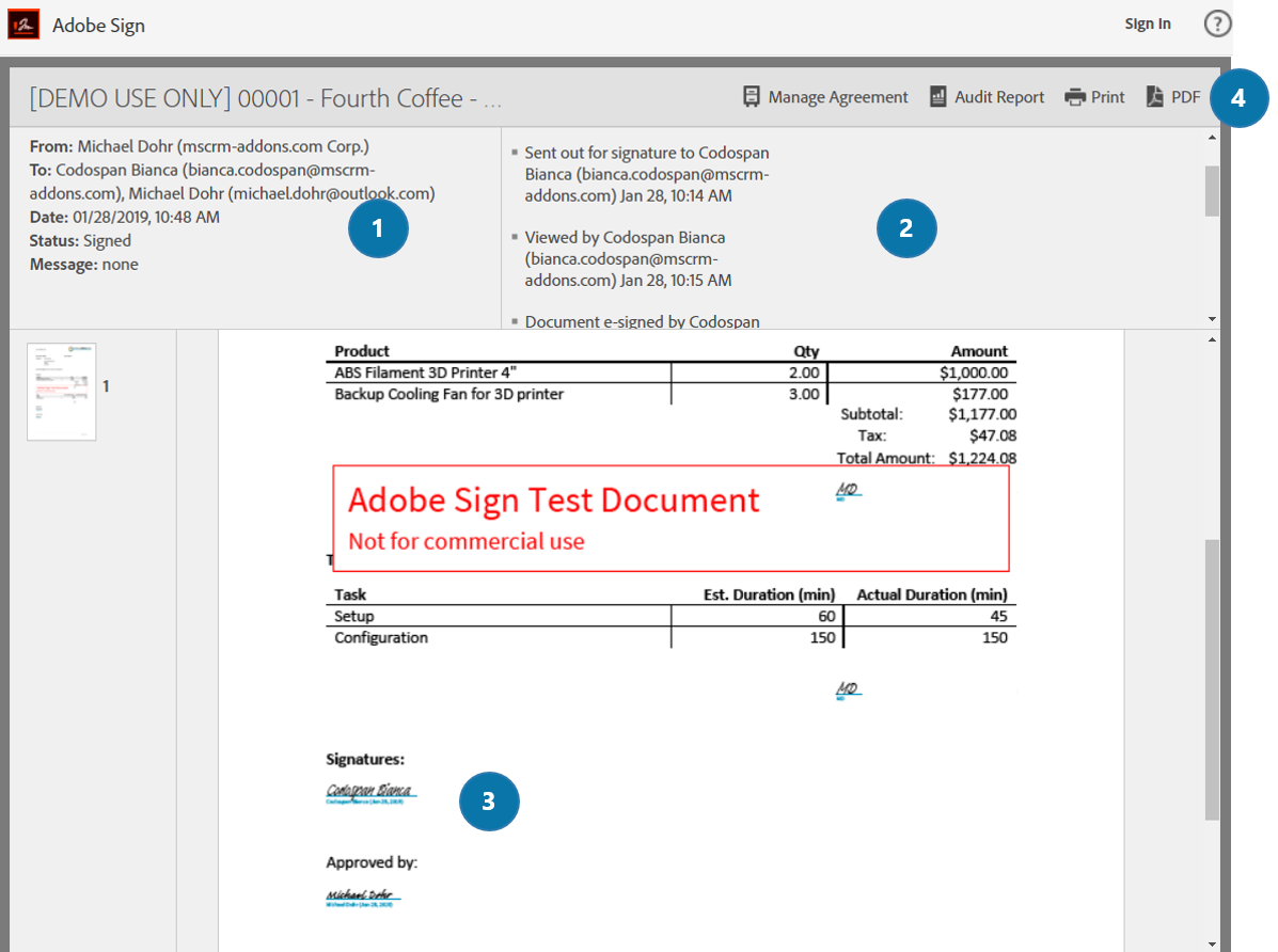The signed document ready for download 
