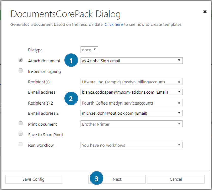 DCP Dialog - define how your document should be executed