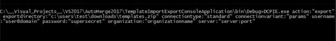Syntax to export templates   