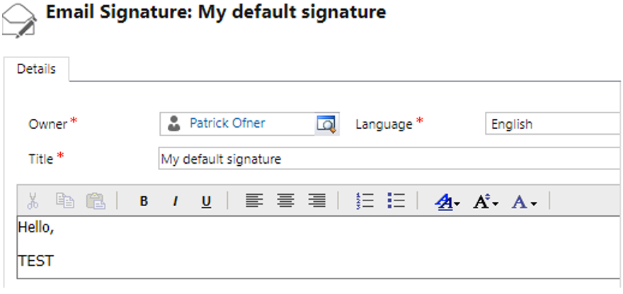 Default email signature