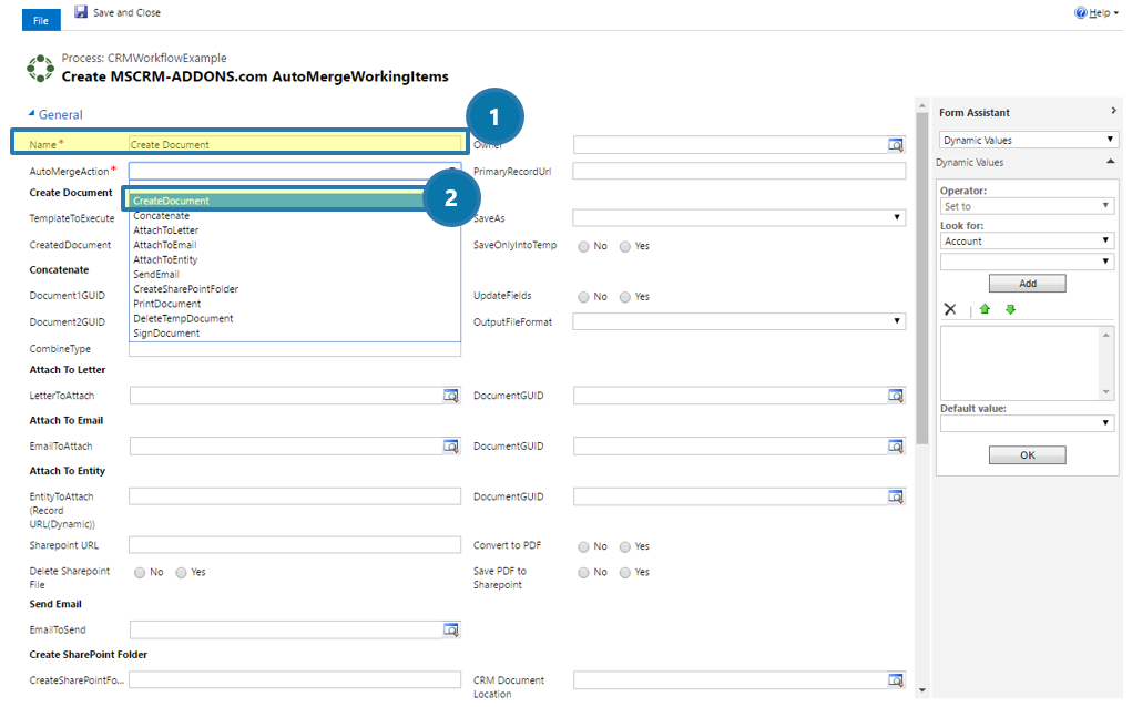  Create MSCRM-ADDONS.com AutoMergeWorkingItems: Create Document