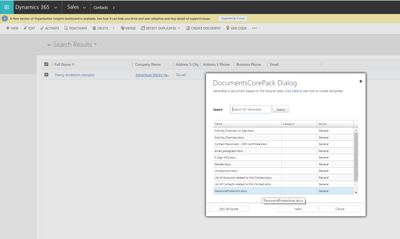 Entitiy Contacts in Dynamics 365