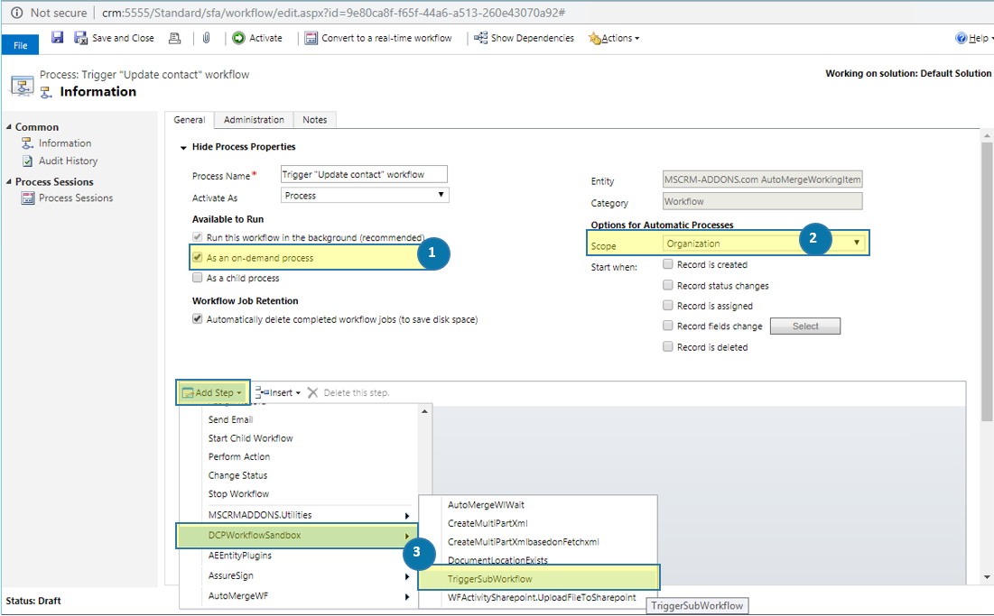 DCPWorkflowSandbox - TriggerSubWorkflow