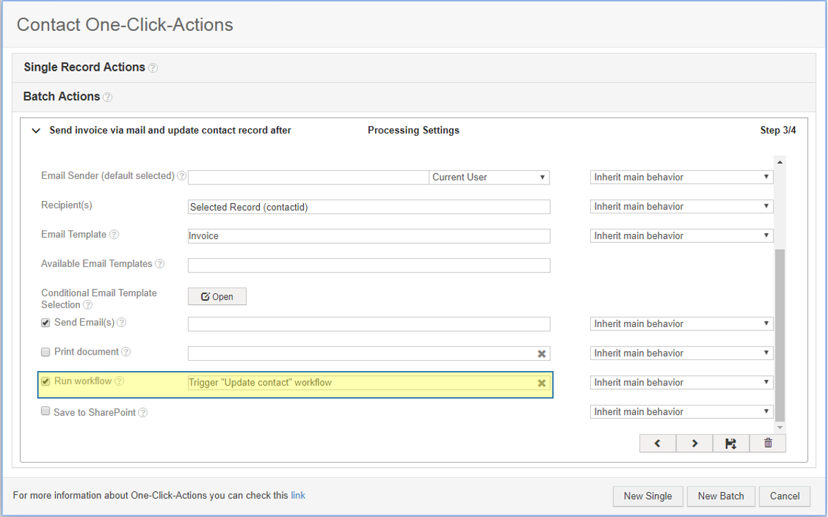 Processing settings