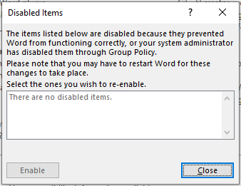 Disabeld items