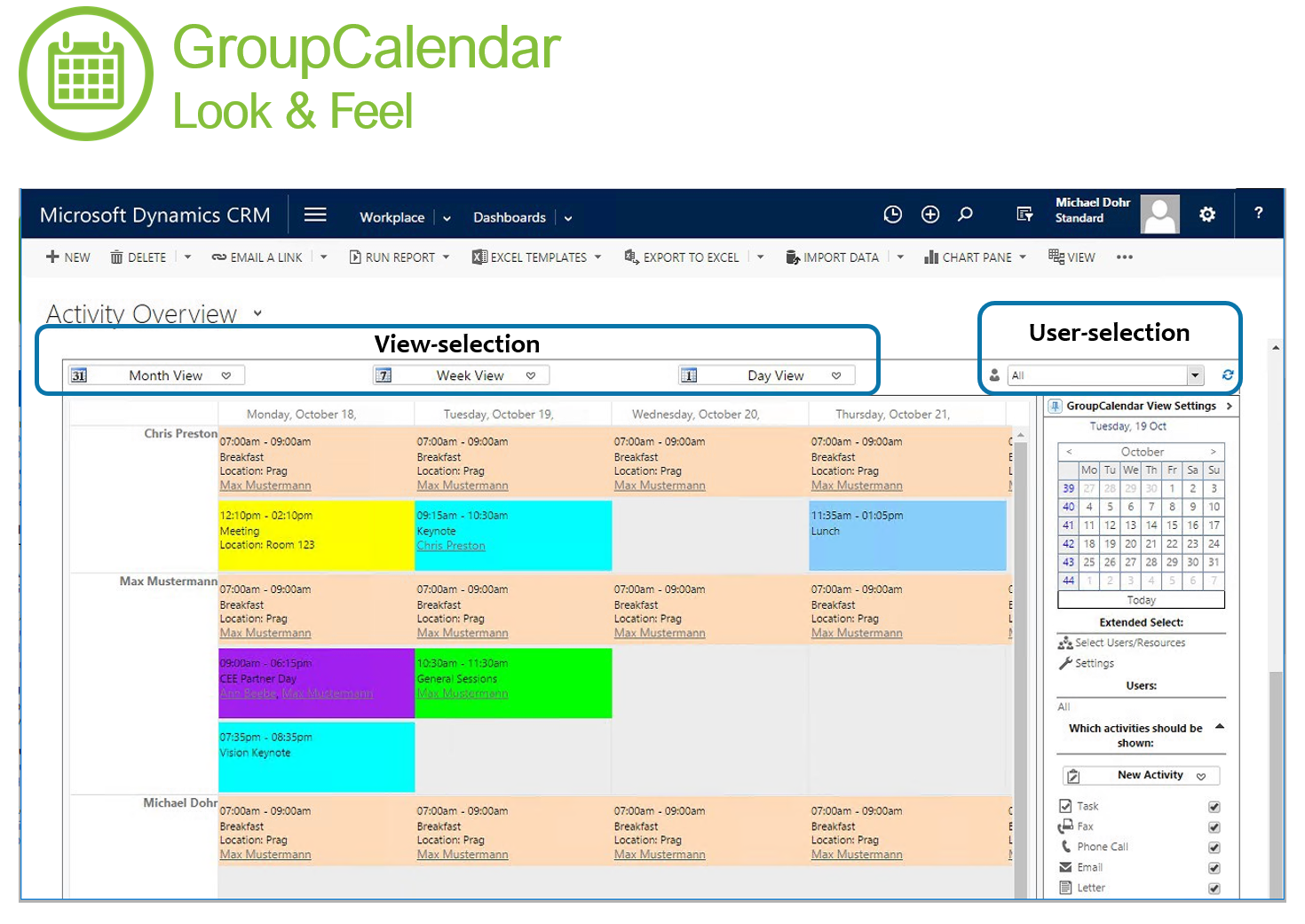 activity calendar dynamics 365