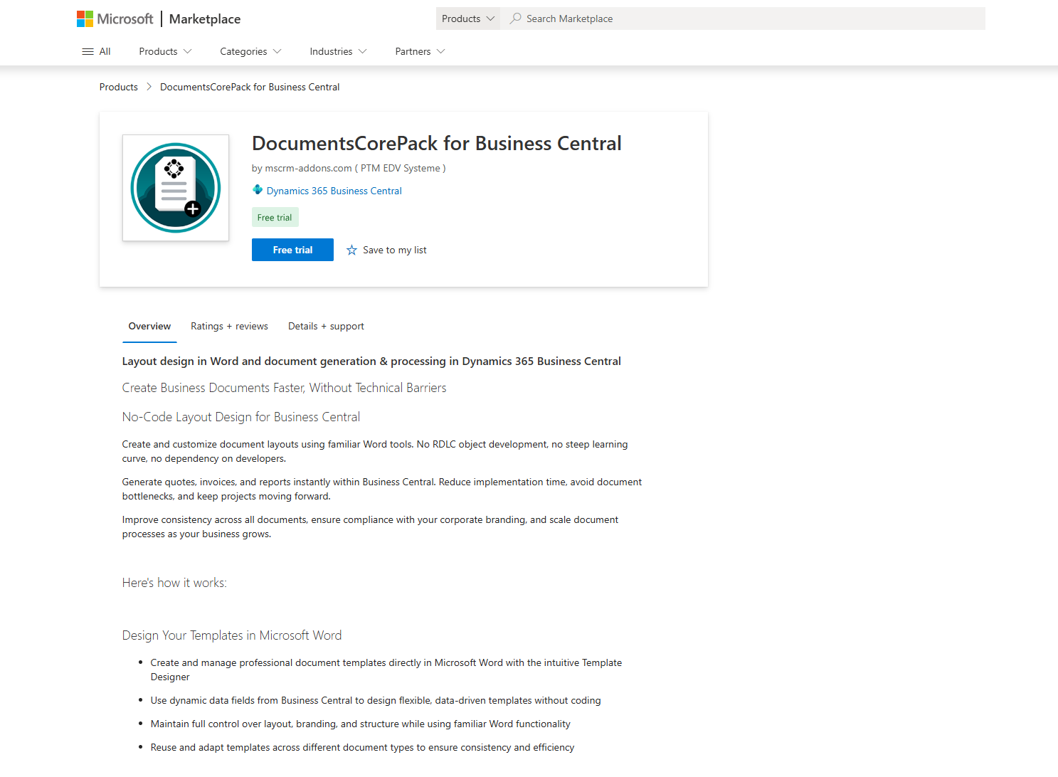 DocumentsCorePack Business Central Marketplace